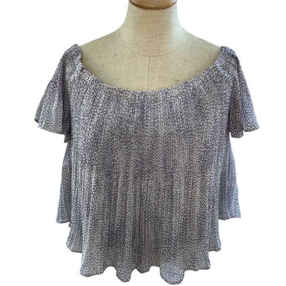 storee gray guinea hen print tunic top XS